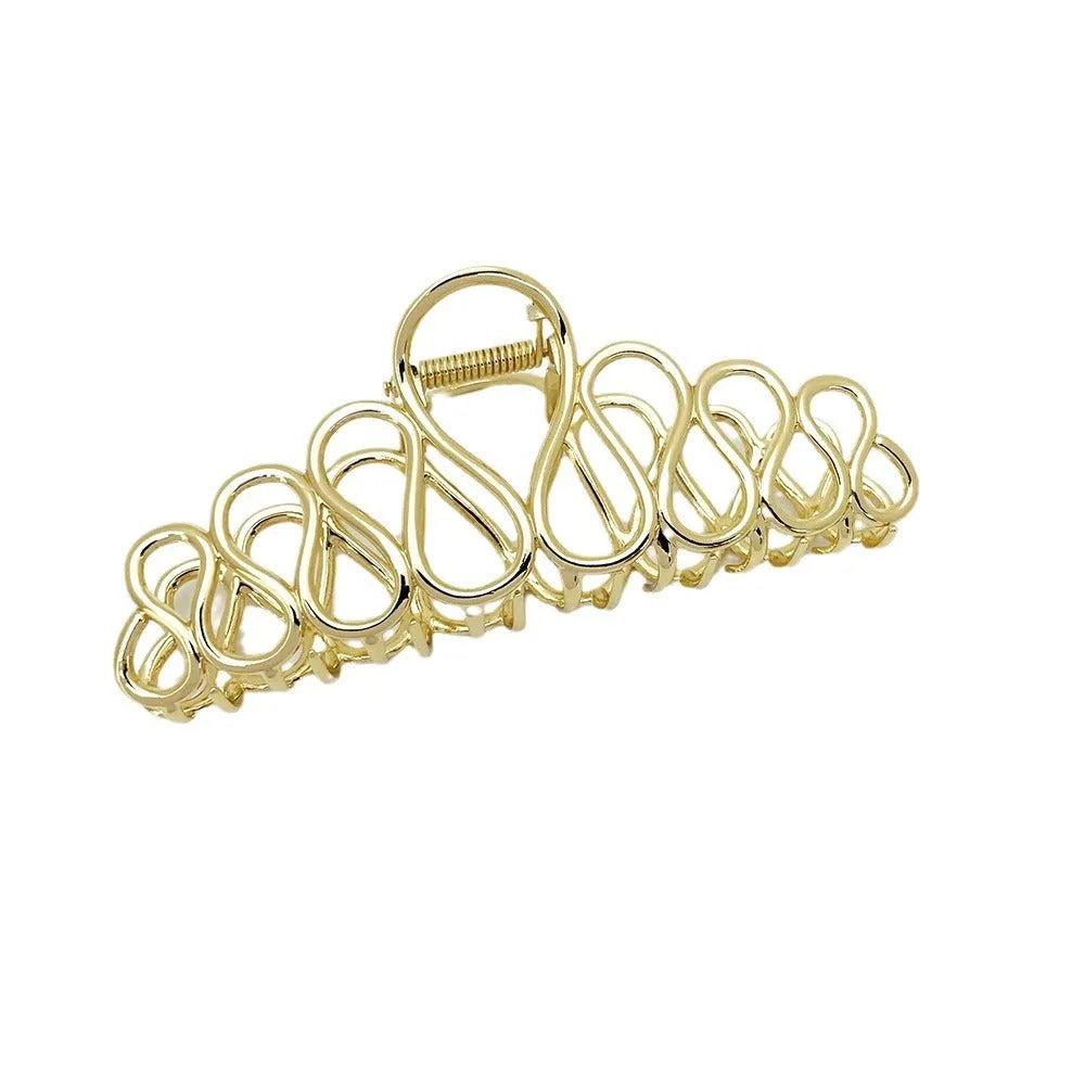 Minimalist large hair clip with tassel details in gold or silver electroplated finish for thick hair updos