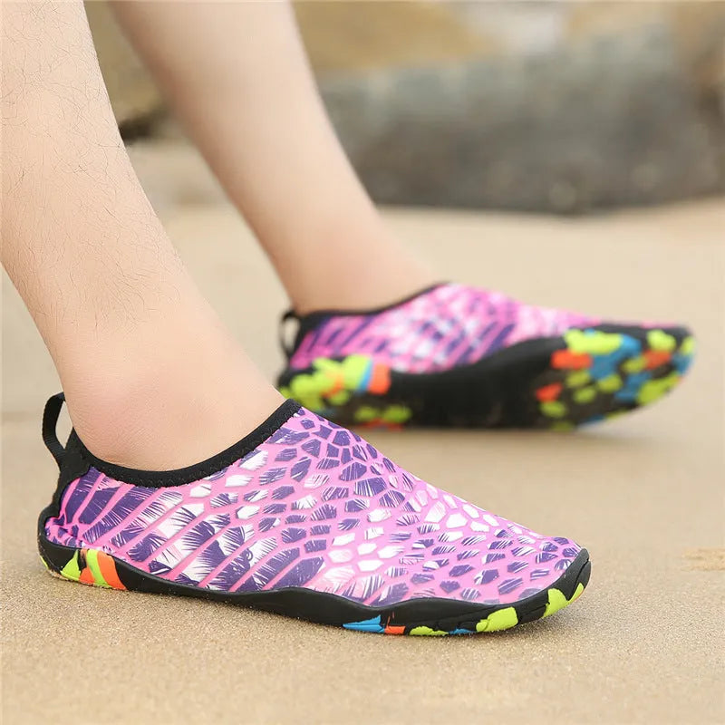 Beach wading shoes with Lycra fabric upper and EVA midsole in multiple colour options