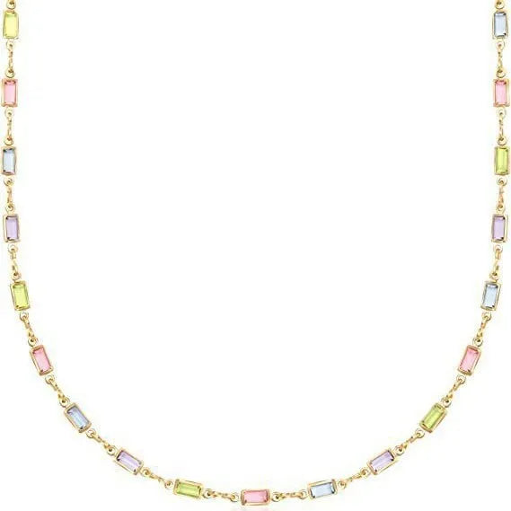Geometric crystal pendant necklace for women with alloy chain, shown in a random colour.