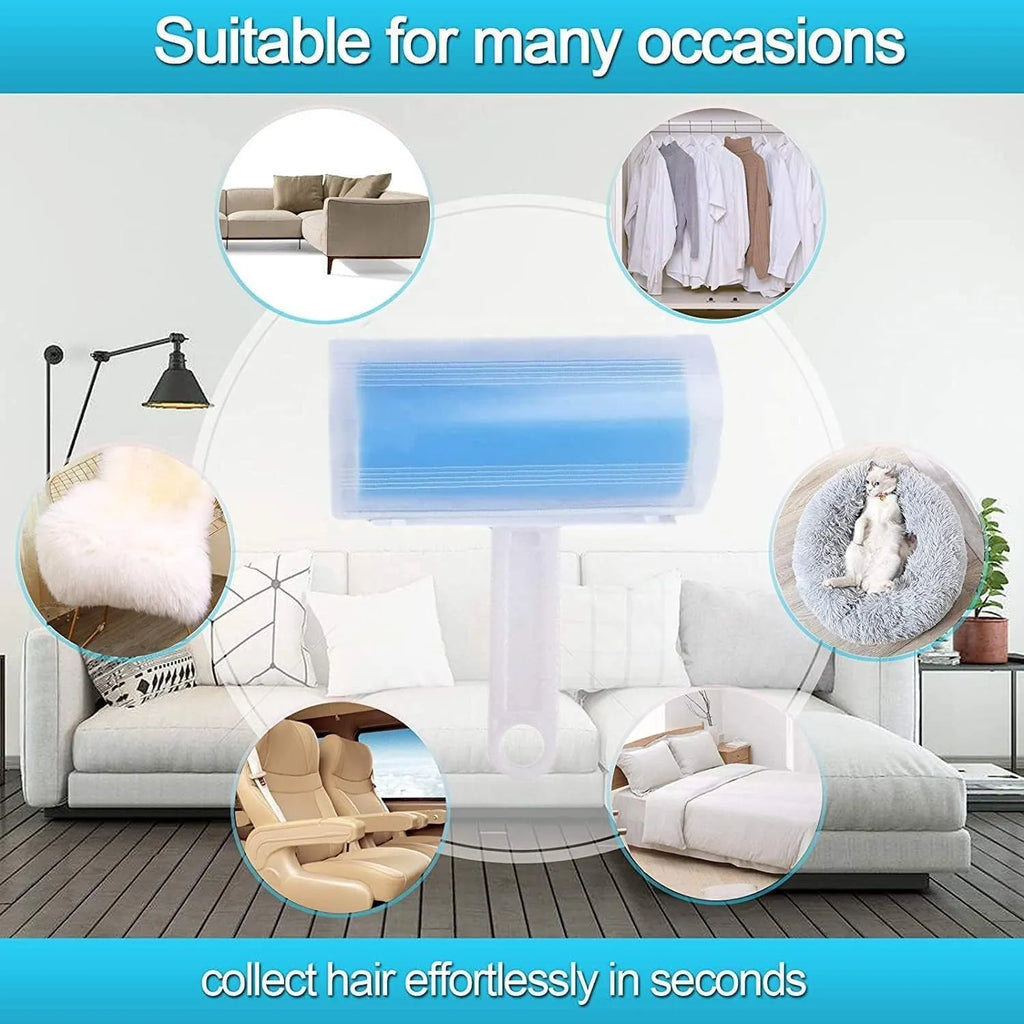 Reusable washable lint roller with cover for pet hair removal on fabrics