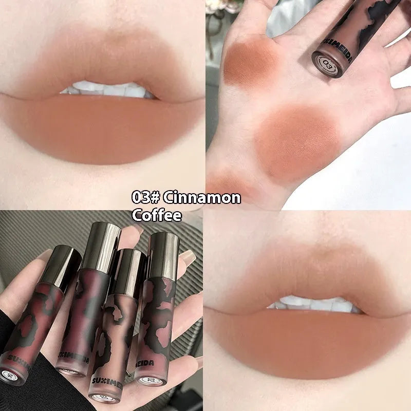 Lava Secret Matte Lip Mud Lipstick in 3.2g tube with no stain formula, shown in five colour shades.