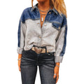 Women's loose fit denim coat with multi-buckle front fastening in colour matching pattern