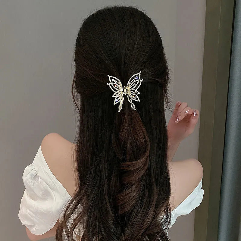 Butterfly hair clip barrette for women with alloy construction and decorative design