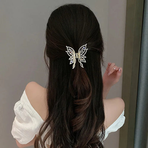 Butterfly hair clip barrette for women with alloy construction and decorative design