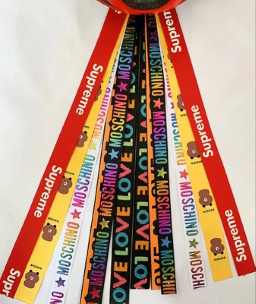 Children's decorative helmet streamer ribbon in multiple colours for roller skating and skiing safety gear.