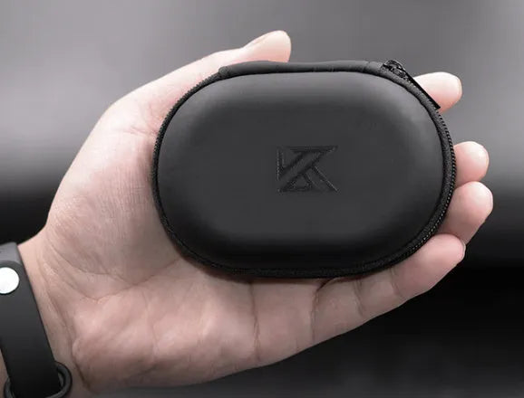 Black oval leather earphone storage bag for EDX PRO and compatible earphones