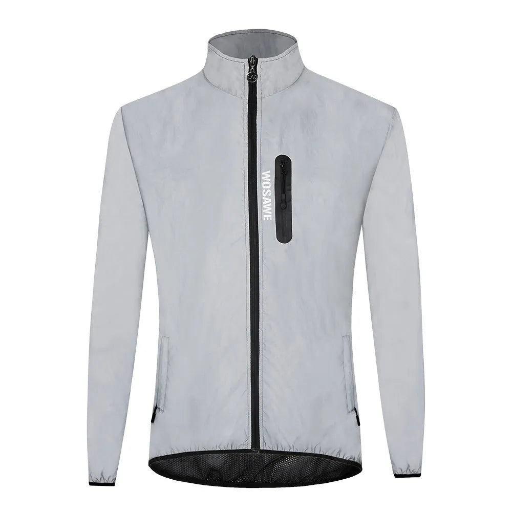 Waterproof polyester long sleeved top in silver BL220 colour showing windproof outdoor jacket