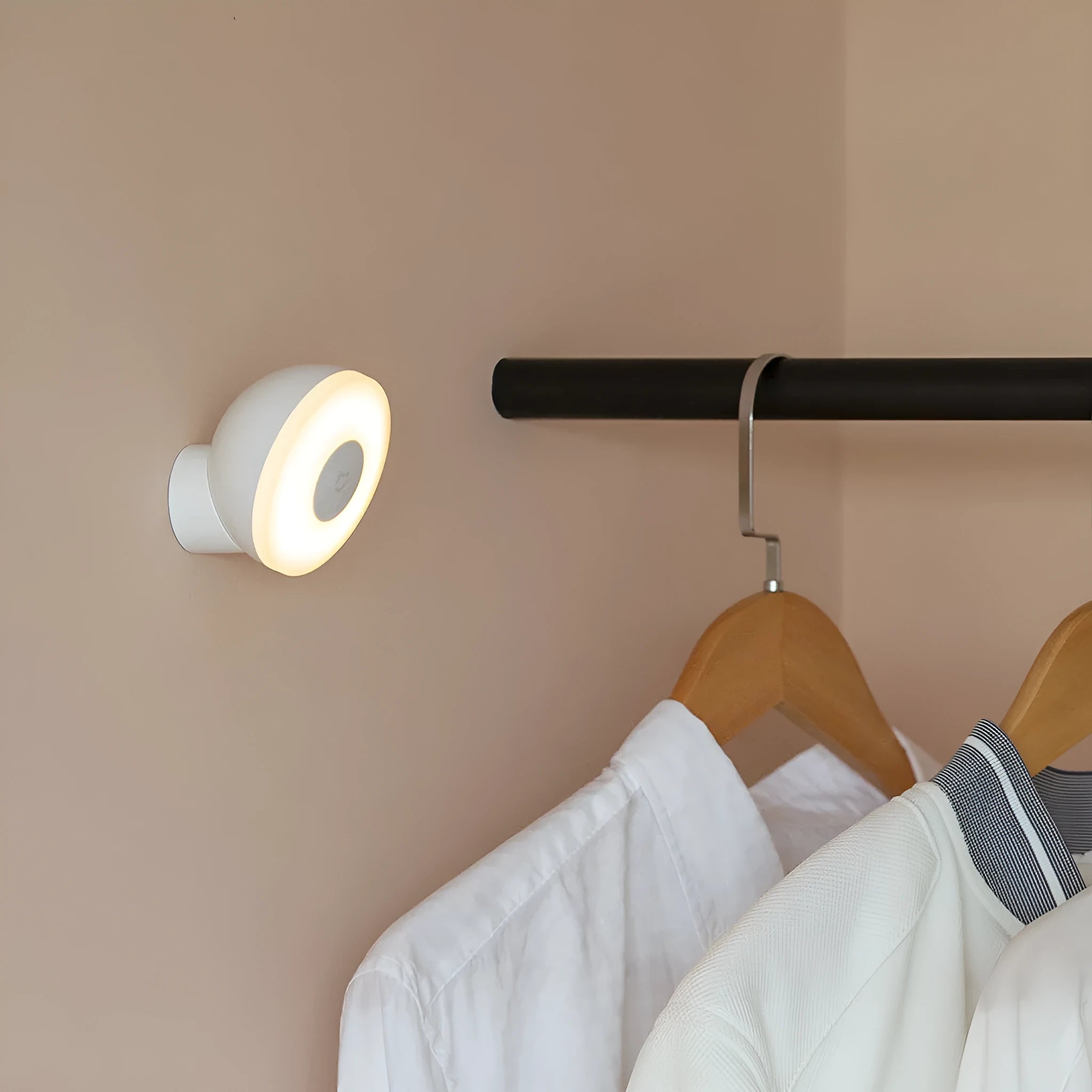 White Mijia Night Light 2 Bluetooth lamp with PC shade and inductive sensor on bedside table