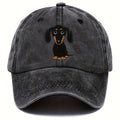 Retro washed cotton baseball cap with embroidery and printing in dome crown style with peaked brim