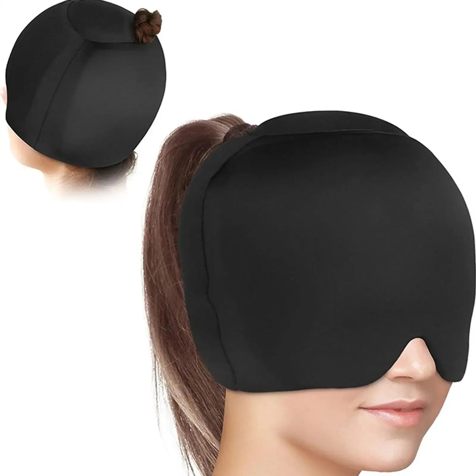 Simple solid colour cold compress cap in fully enclosed polyester design