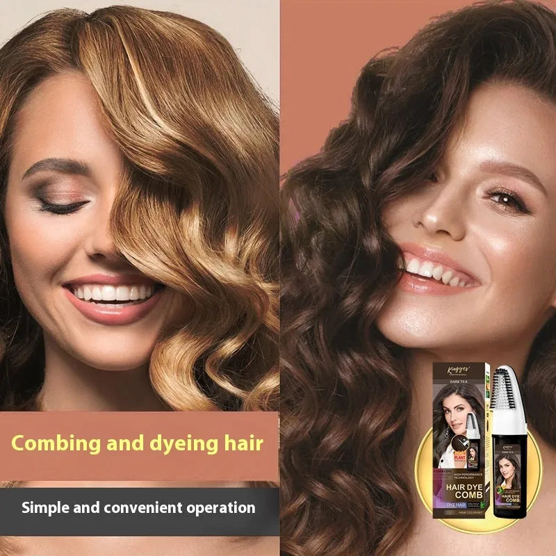 200ml bottle of permanent hair dye with a built-in comb applicator in Brown, Wine Red, or Dark Brown.