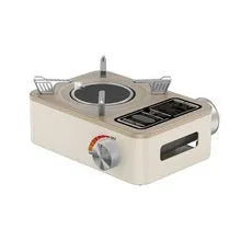 White portable infrared gas stove with stainless steel construction for outdoor cooking