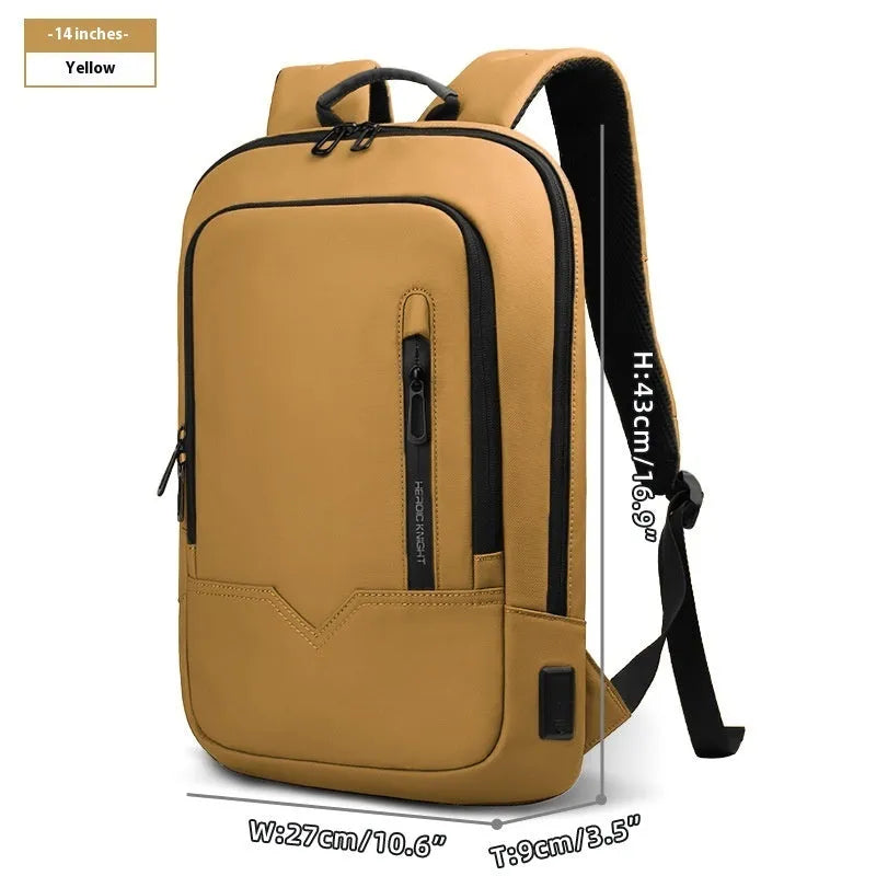 Lightweight polyester laptop backpack with USB charging port in multiple colour options