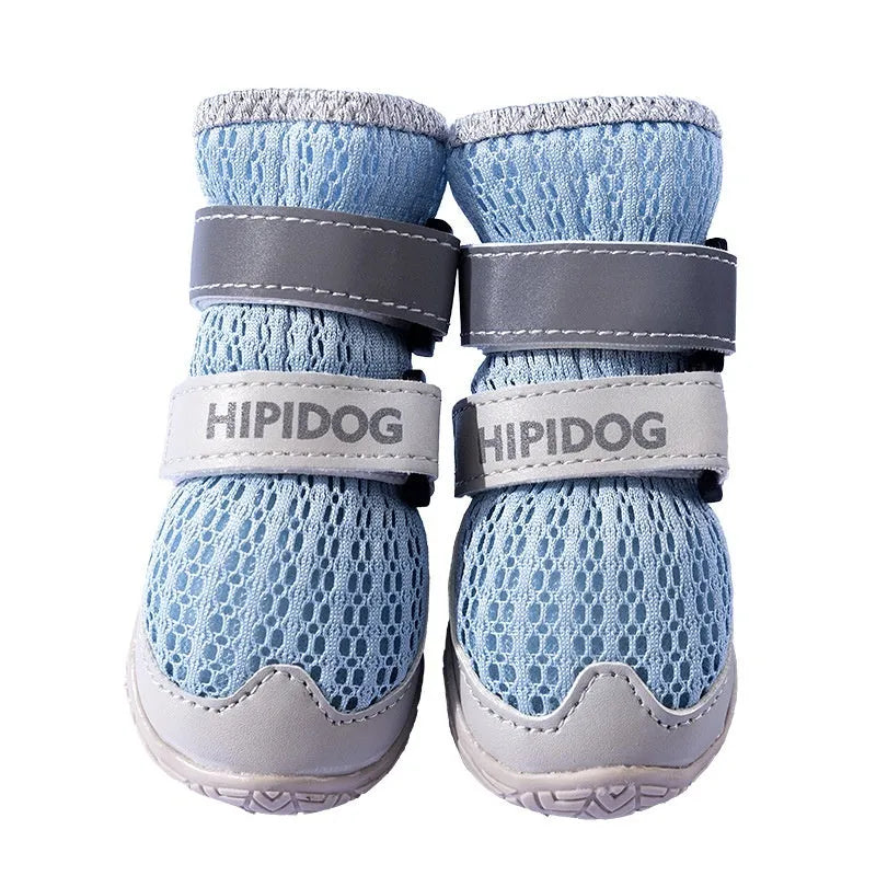 Cartoon style dog shoes in Bondi blue colour with breathable PU construction