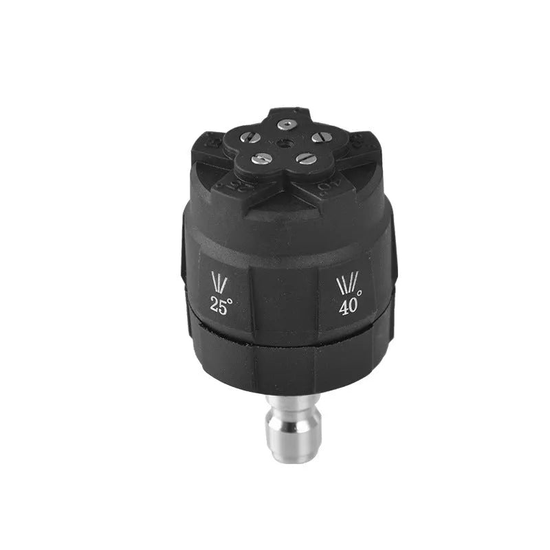 Multi-functional five-in-one high-pressure water gun spray nozzle made of white engineering plastic.