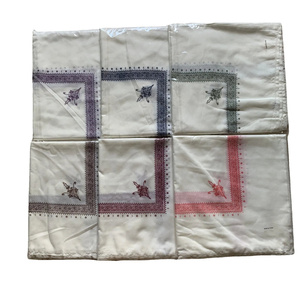 Printed square polyester scarf showing 138x138cm dimensions in multiple colour options