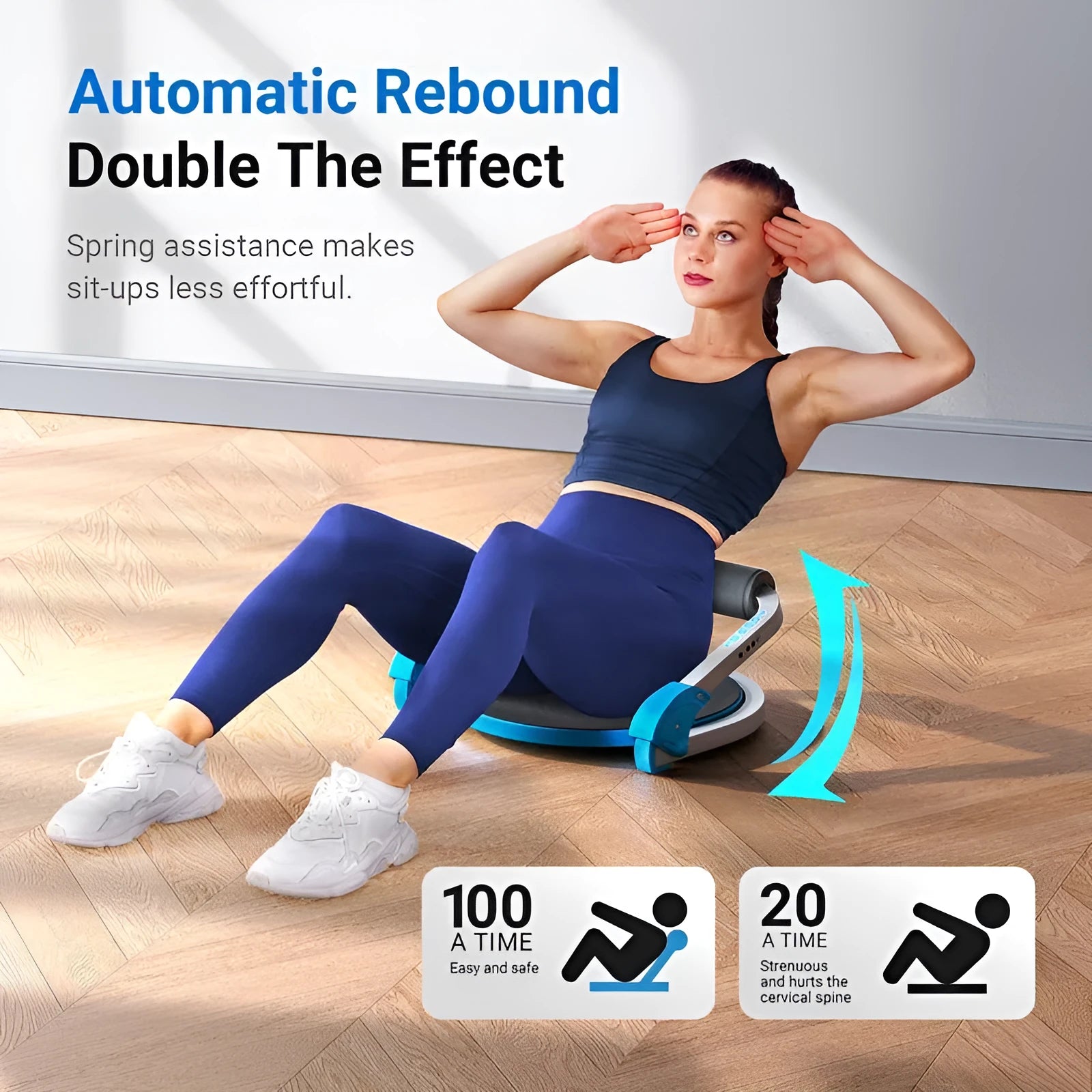 Household mini multifunctional abdominal device in sky blue or red colours for fitness training