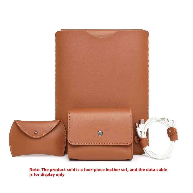 Four-piece set of imitation leather protective covers for MacBook lock edge in four colour options.