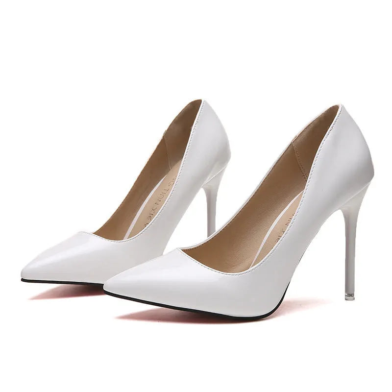 Women's pointed toe stiletto heels with super high 8cm+ heel in solid colour options