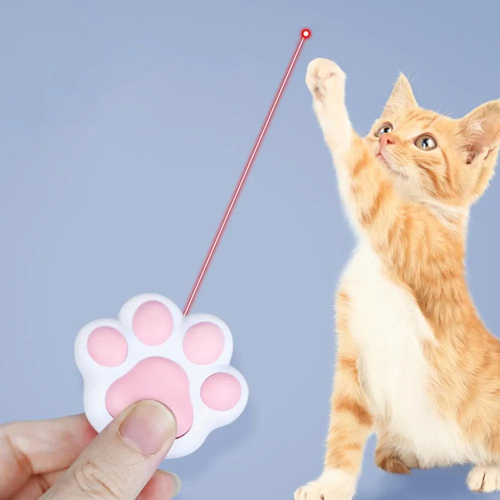 USB rechargeable cat infrared teaser toy with keychain clip in black or pink colours