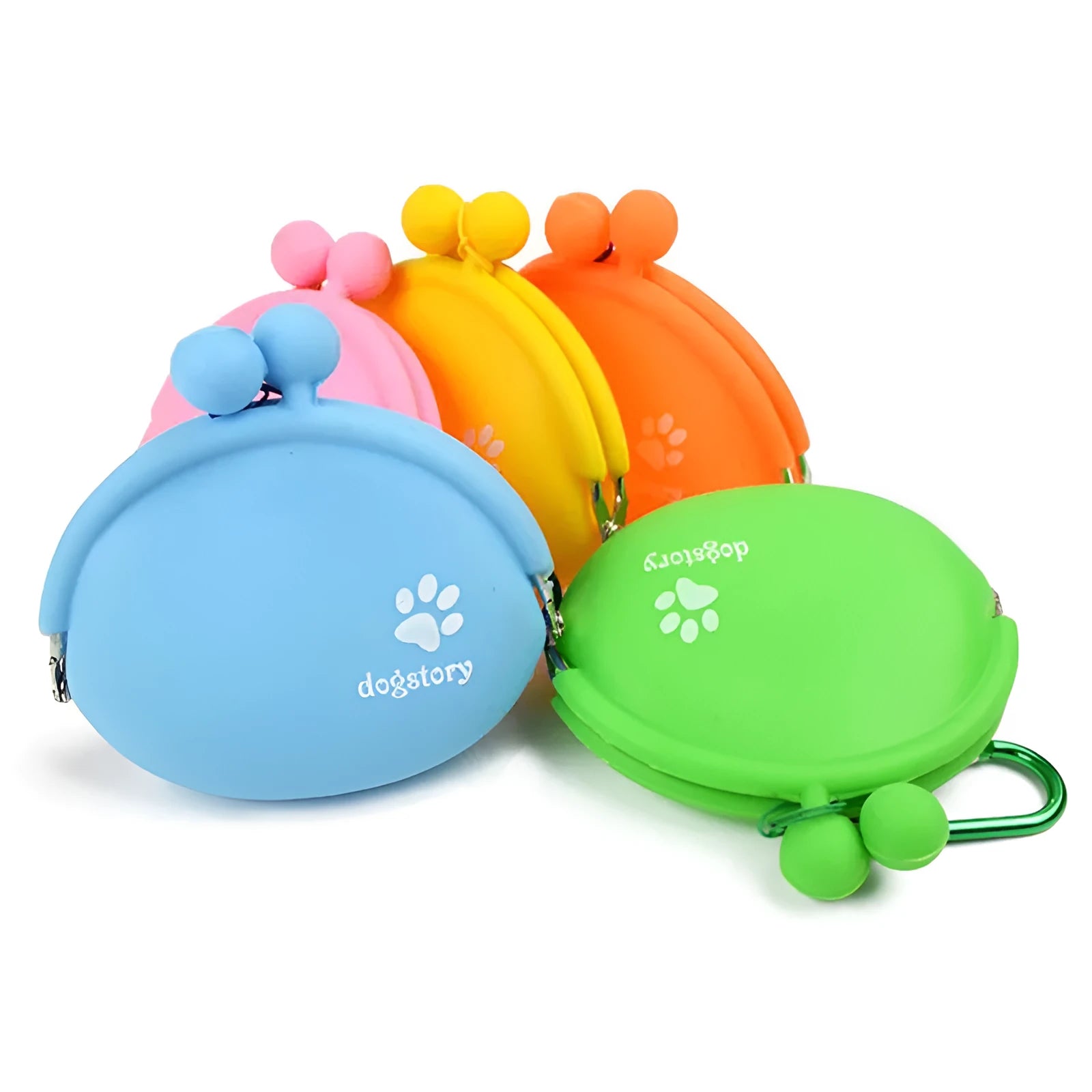 Silicone dog training treat pouch with hook and loop fastening in assorted colours