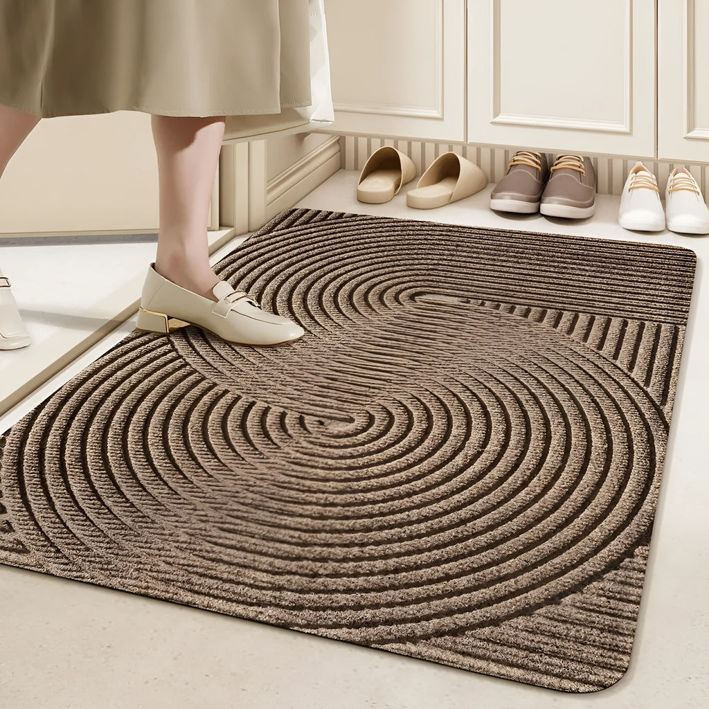 Alien-shaped entrance carpet with cartoon anime pattern in green colour, 60x90cm size
