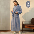 Thickened flannel couple's bathrobe set for winter in multiple colour options