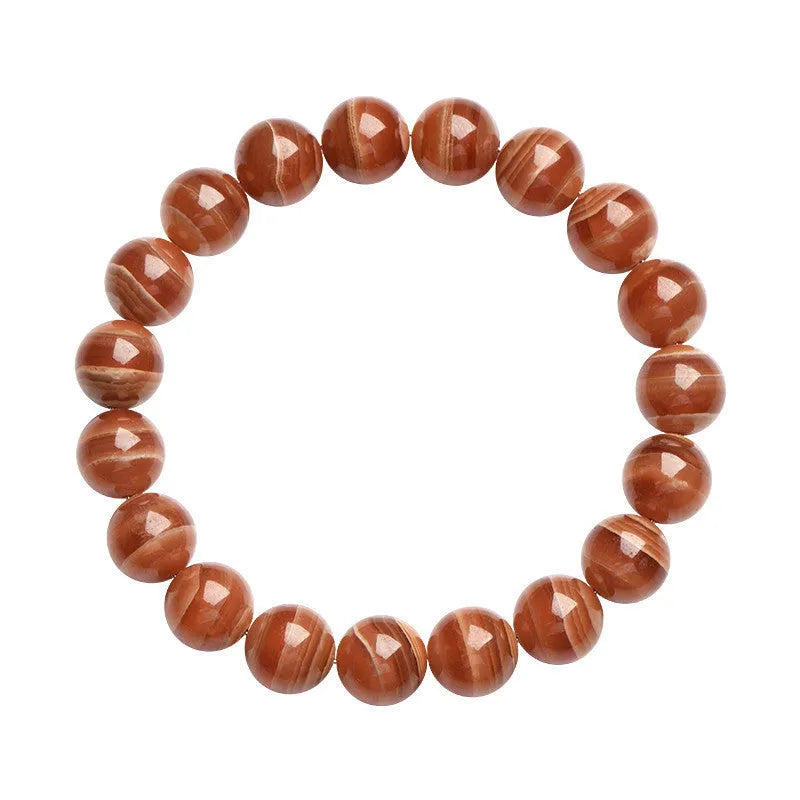 Natural rhodochrosite round bead bracelet from Peru in 6mm or 8mm size