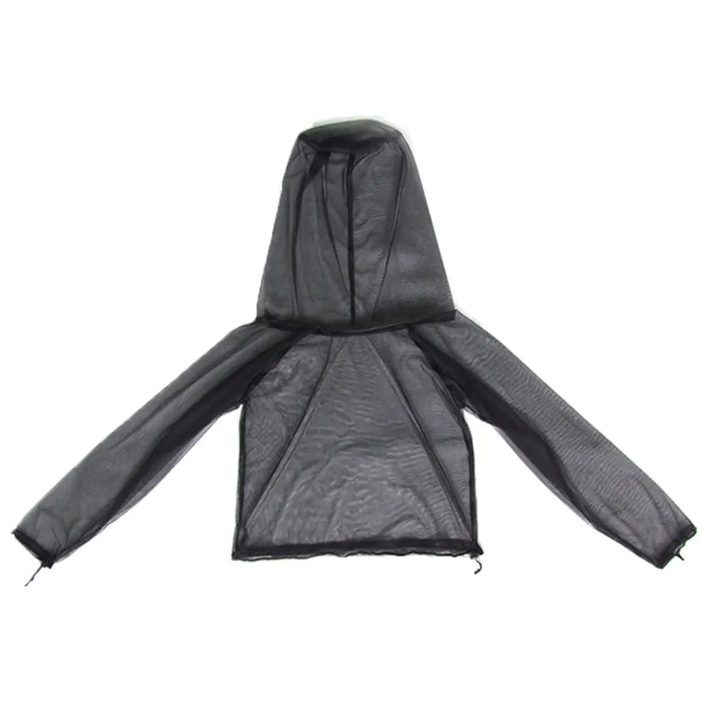 Four-piece anti-mosquito canopy suit set including hooded jacket, trousers and booties for outdoor activities