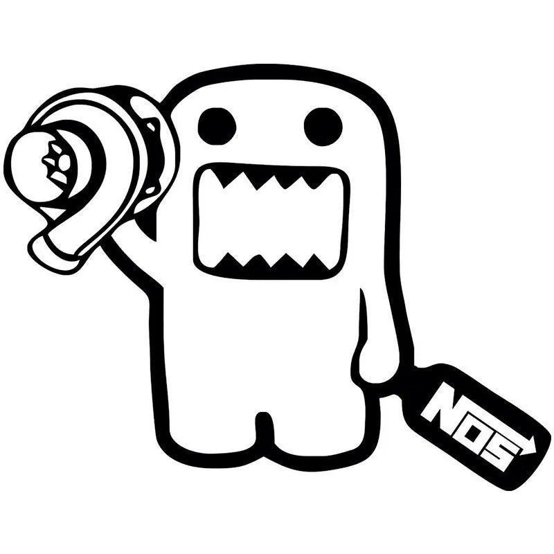 Creative cartoon car sticker measuring 15x12cm in black and white for vehicle decoration