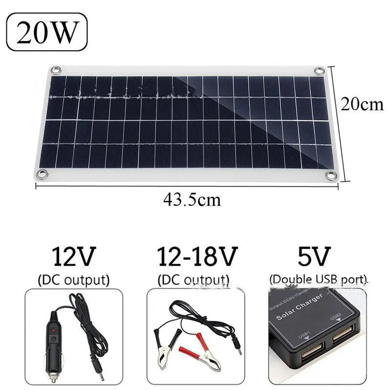 Portable solar panel with dual USB ports for outdoor mobile device charging
