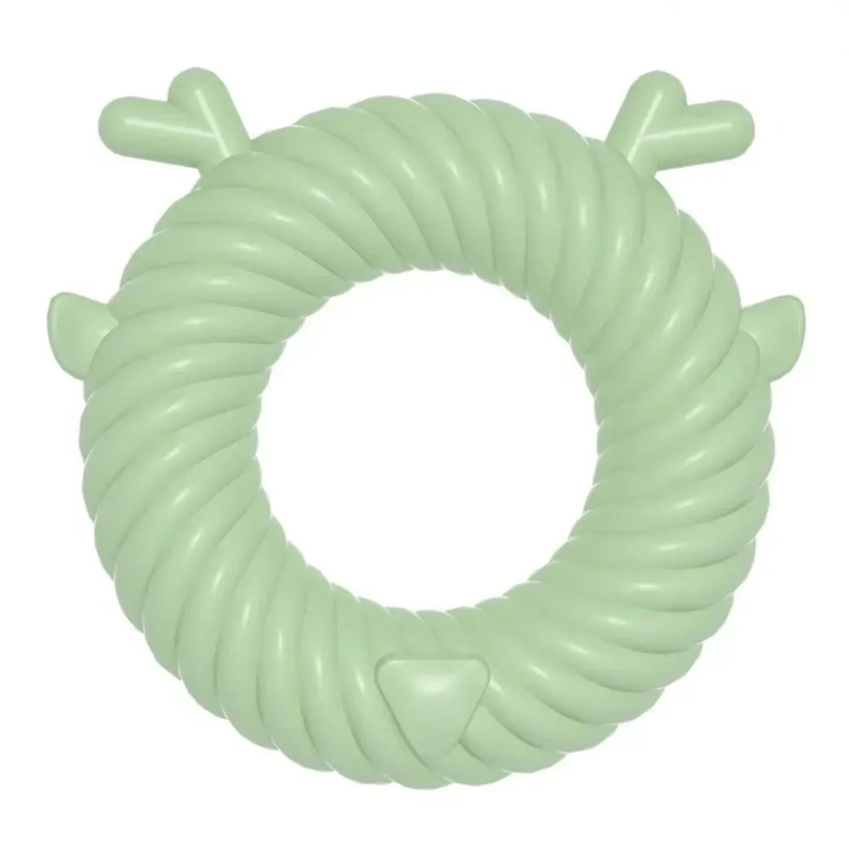 Light Sky Blue deer-shaped TPR dog chew toy with squeaker, 12.5cm x 13cm, on white background