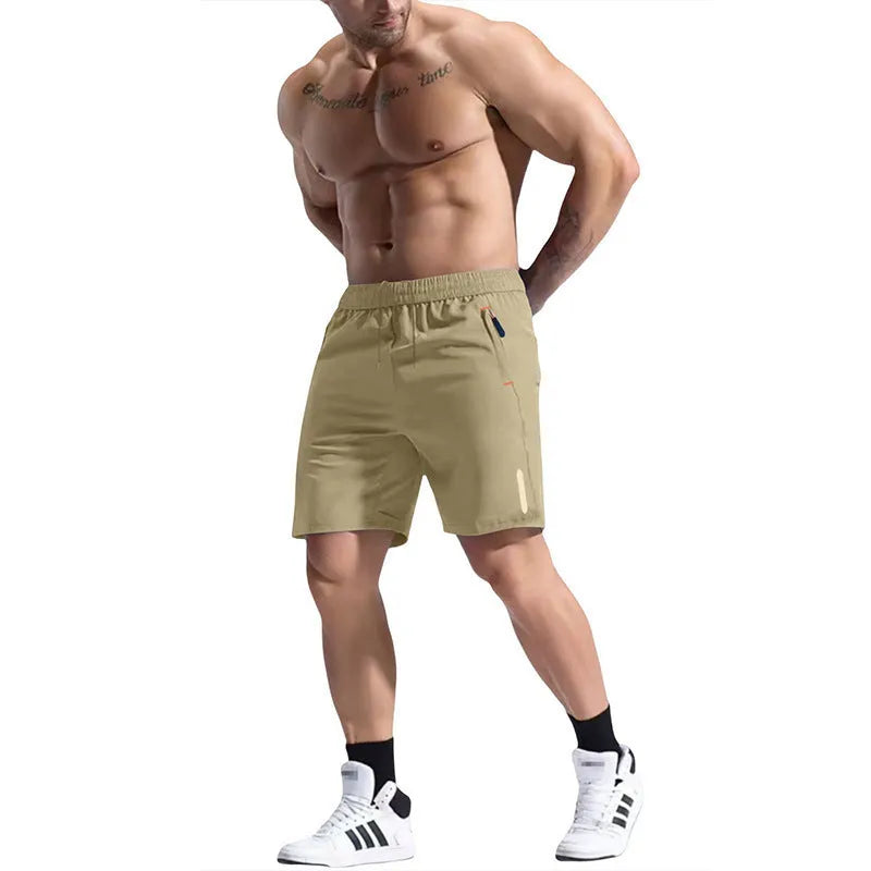 Men's grey bamboo fibre sports shorts with an elastic drawstring waistband.