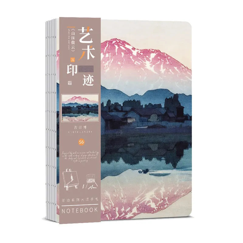Japanese ukiyo-e art hand ledger notebook with vintage retro style and traditional artwork cover