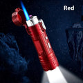 TH727 multi-function waterproof flashlight lighter in metal housing showing five colour options