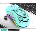 BM600 hollow-out wireless gaming mouse with luminous charging in black, cyan or white colours