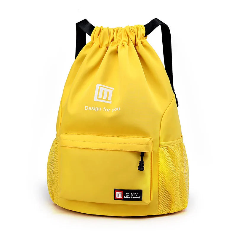 Waterproof Oxford travel backpack in multiple colours with drawstring closure and shoulder straps