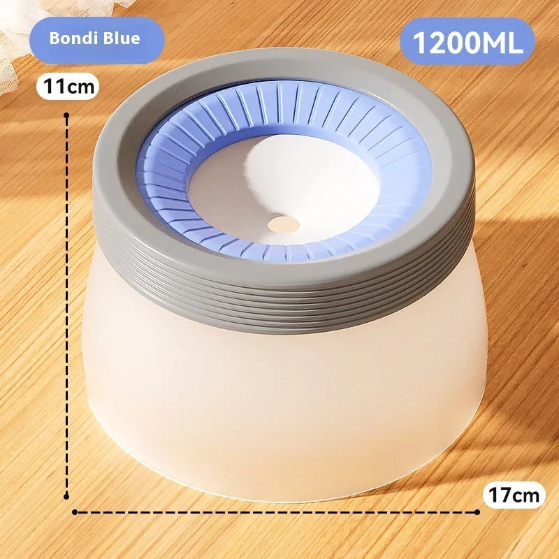 Pet suspension water bowl in blue, green or brown with non-wet mouth design for dogs and cats