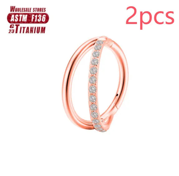 Titanium alloy fork nose ring with screw-on ball closure in silver finish.
