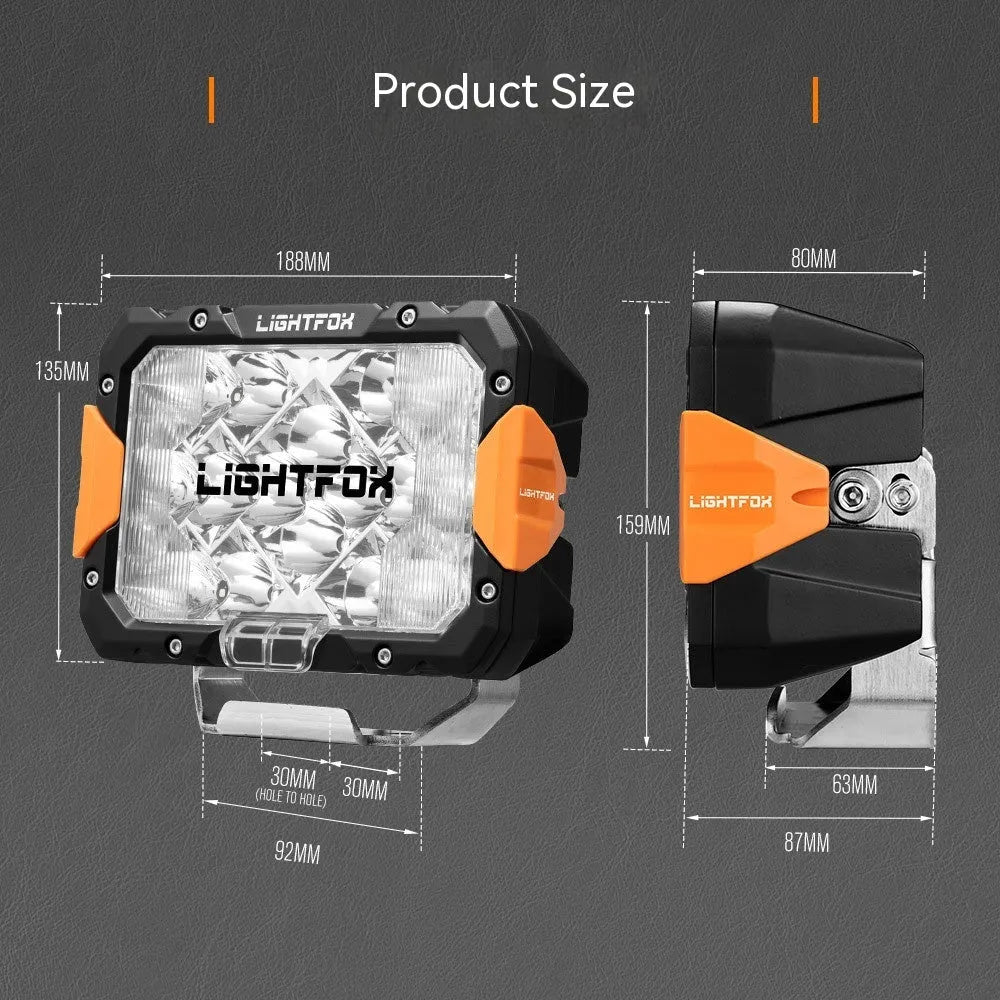 Black aluminium LED front bumper lights for off-road vehicle retrofitting with universal fit