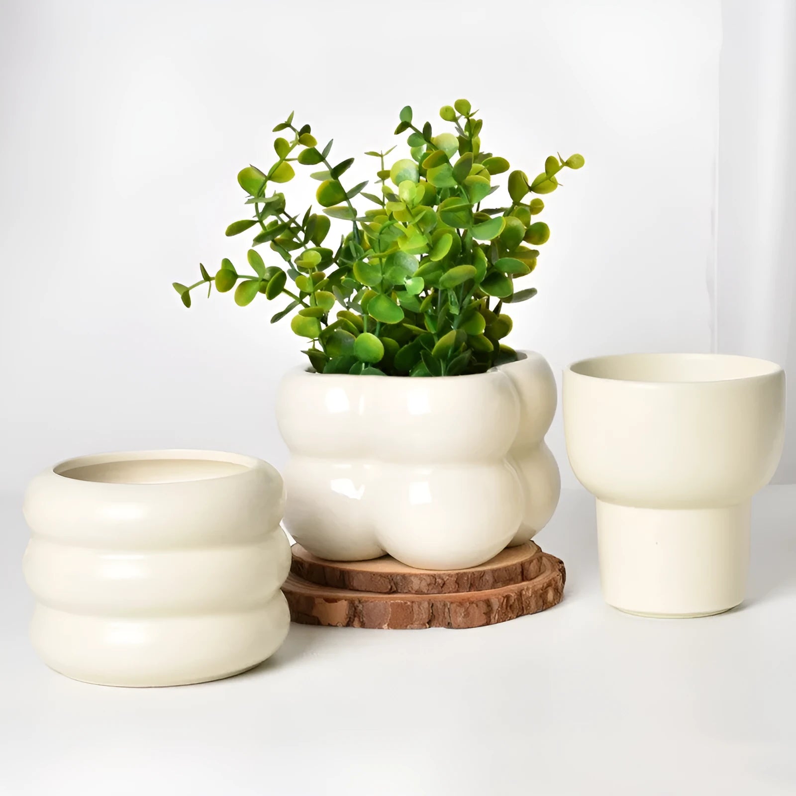 Roman column matte yellow ceramic flowerpot with decorative finish for indoor and outdoor plants