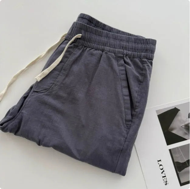 Men's loose straight casual trousers with drawstring waist in multiple colours