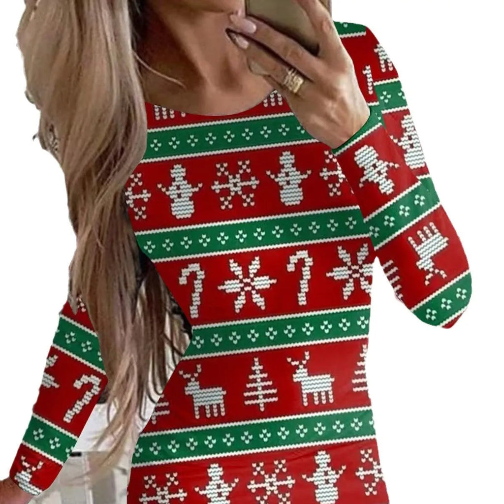 Women's printed Christmas dress with animal pattern in floral colour options
