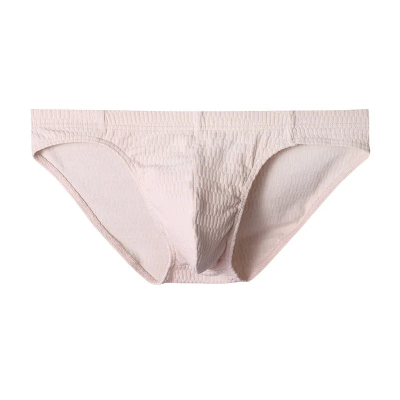 Men's solid colour cotton triangle underwear briefs in mid-waist design on a white background
