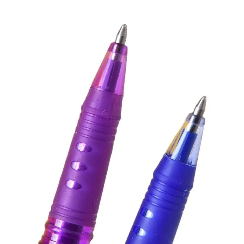 Set of heat erasable gel pens with plastic bodies and stainless steel nibs, in multiple colours.