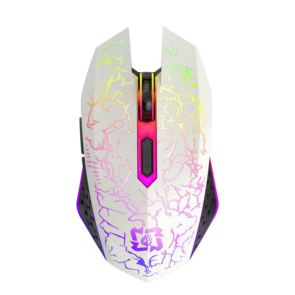 Black and white Bluetooth dual-mode gaming mouse with luminous breathing light and rechargeable design