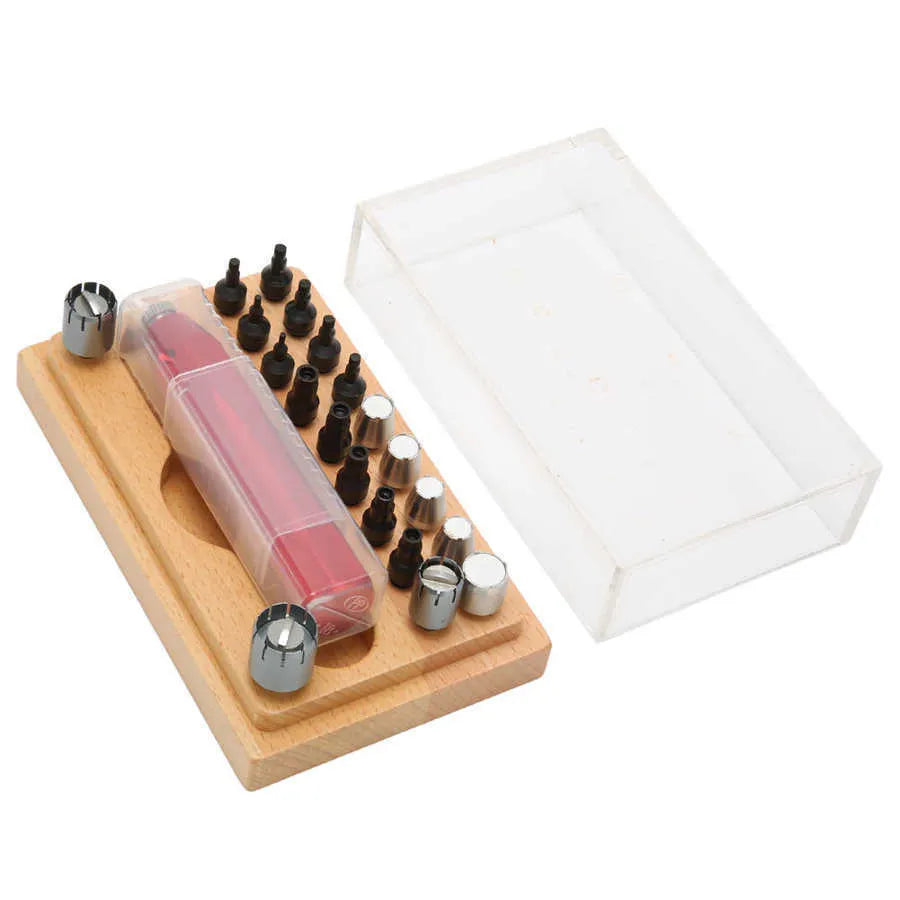 20-piece steel watch repair tool set with extractor tube opener in compact case