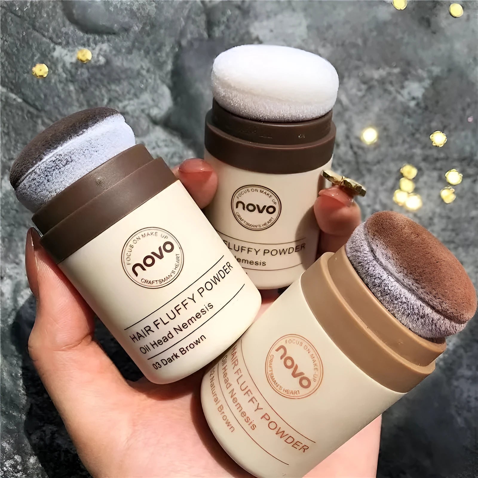 Oil control powder compact for facial and hairline shine reduction in three colour options