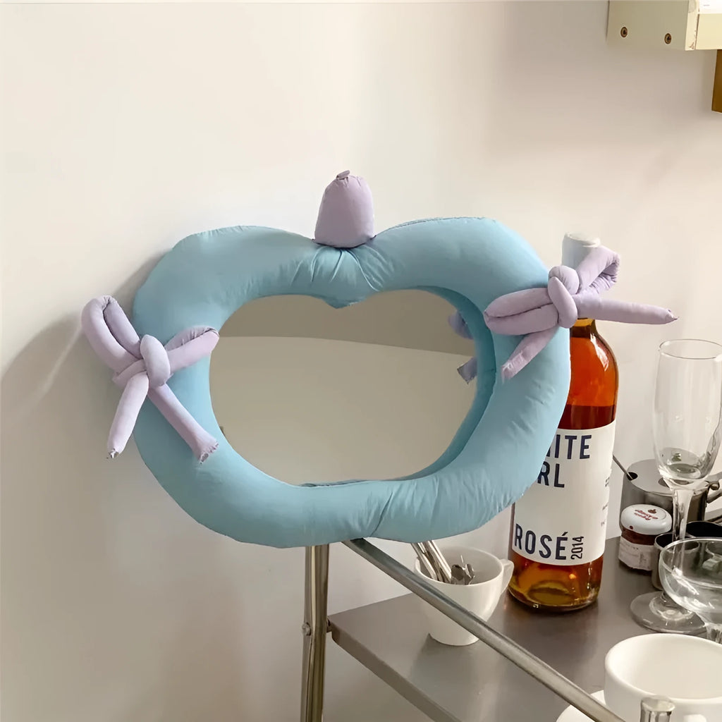 Korean-style pillow cotton-filled fabric decorative wall mirror with aluminium lens