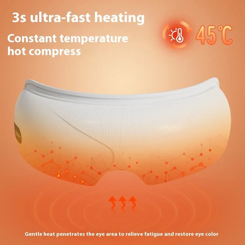 White rechargeable electric eye massager with air compression and heat therapy functions
